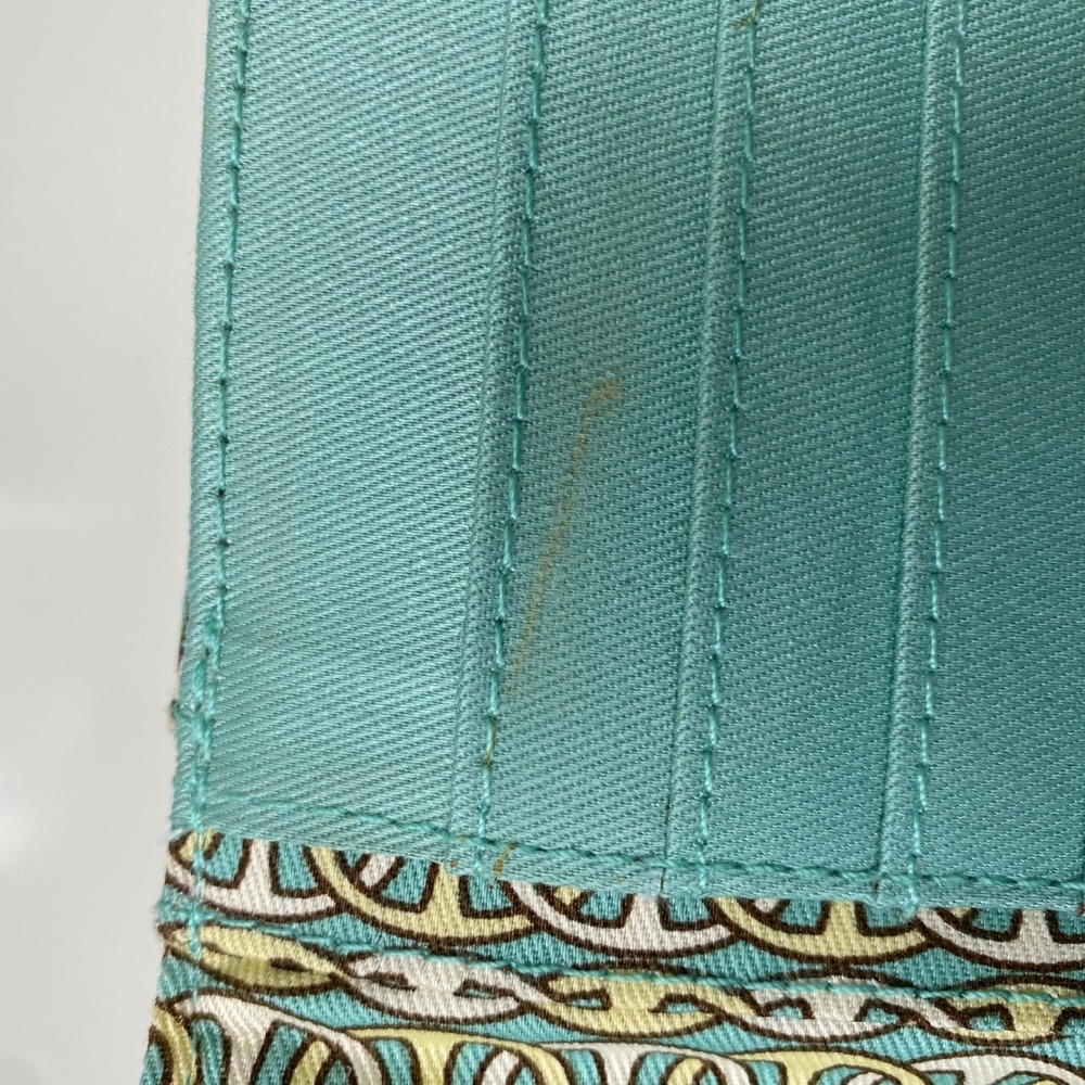 Spartina 449 Seafoam PU & Straw Bamboo Turnlock Tri-Fold Wallet Coastal Chic - Picture 5 of 12